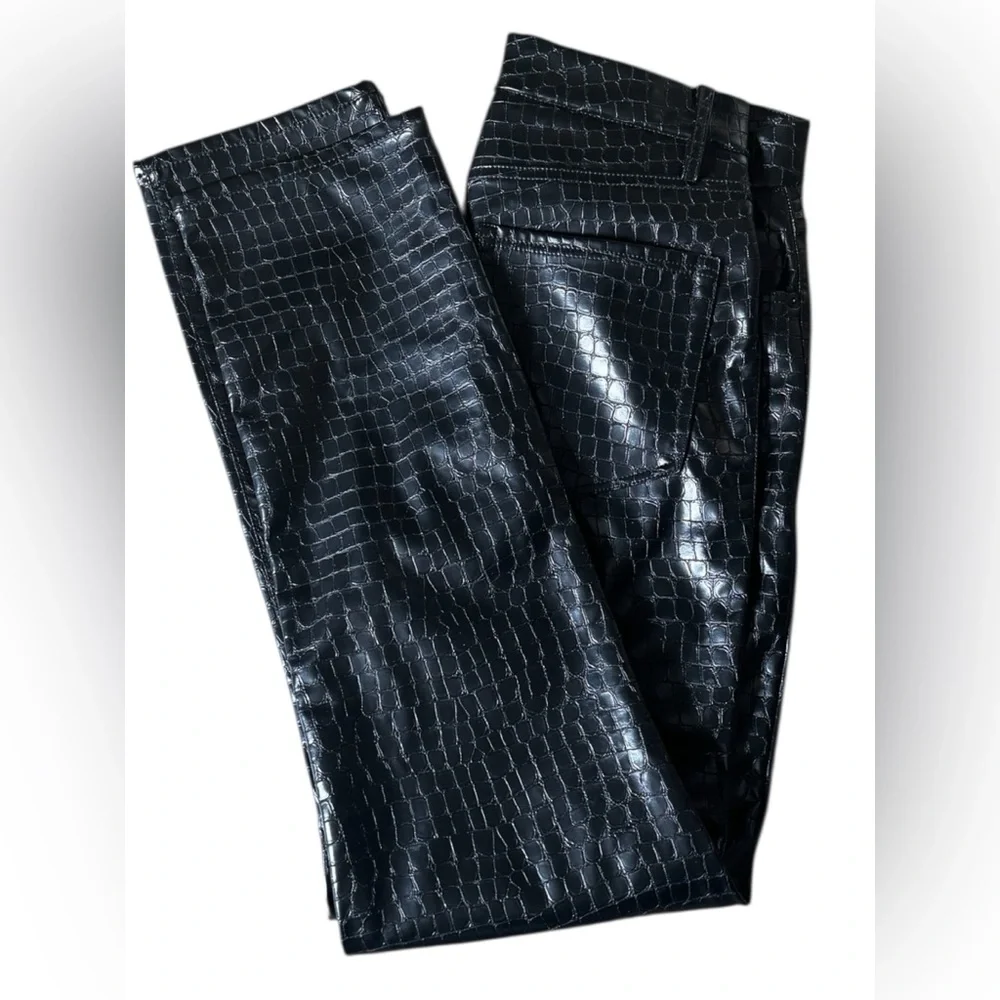 Good American Vegan Croc-Embossed Leather Pants - Picture 4 of 7